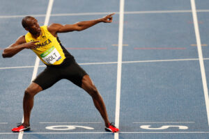 Athletics icon Usain Bolt has moved to trademark a logo showing his signature victory celebration pose.